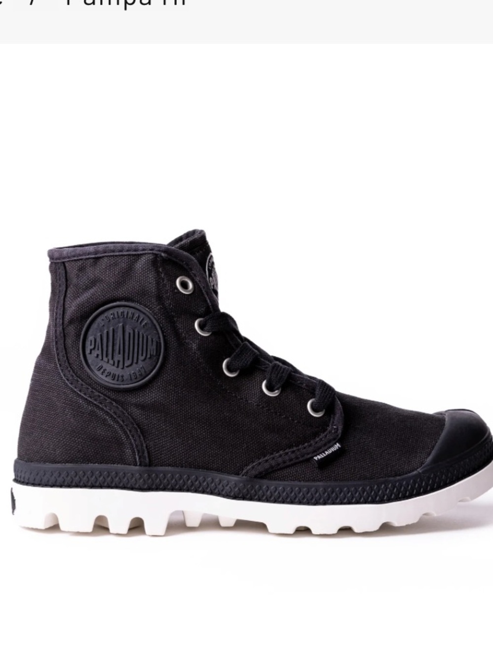 Palladium pampa hi canvas boot in black/marshmellow